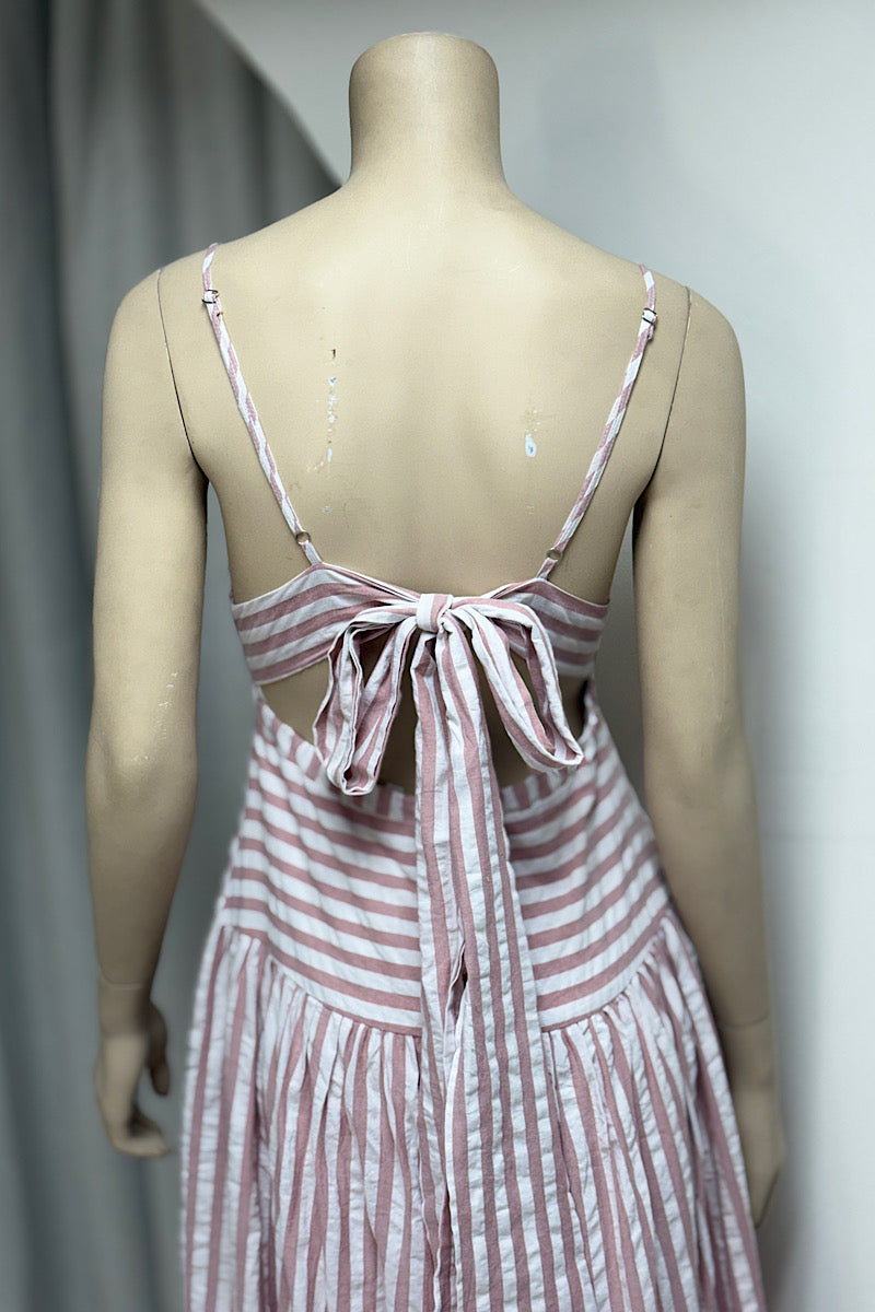 Spaghetti Strap Tie-Back Tiered Maxi Dress