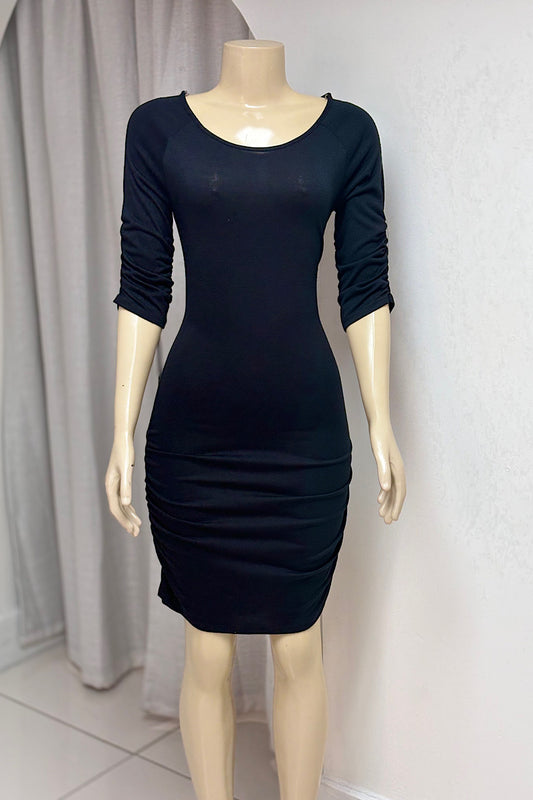 Black Casual Fitted Dress