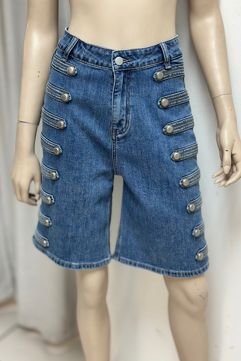Wide Leg Denim Shorts