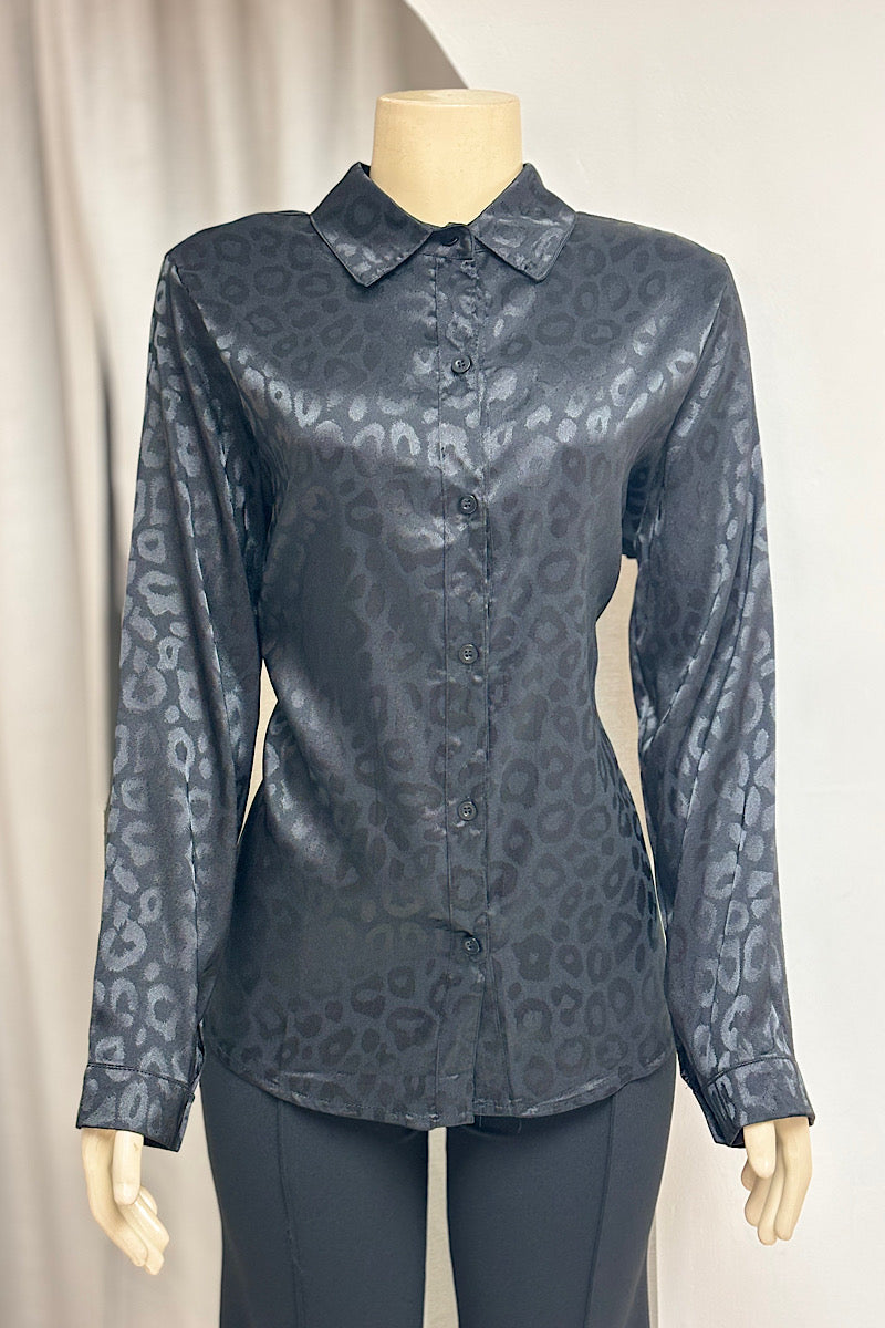 Cheetah Button Down Curvy Top