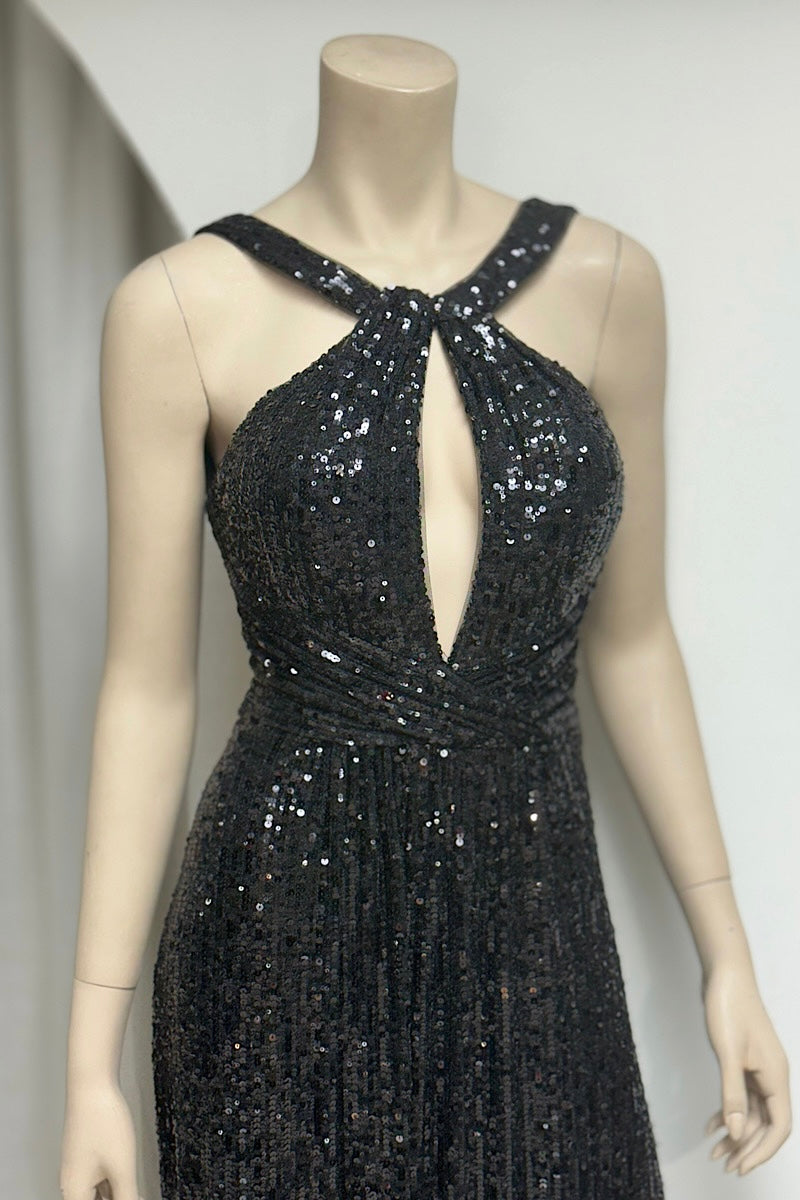 Full Sequin Halter Formal