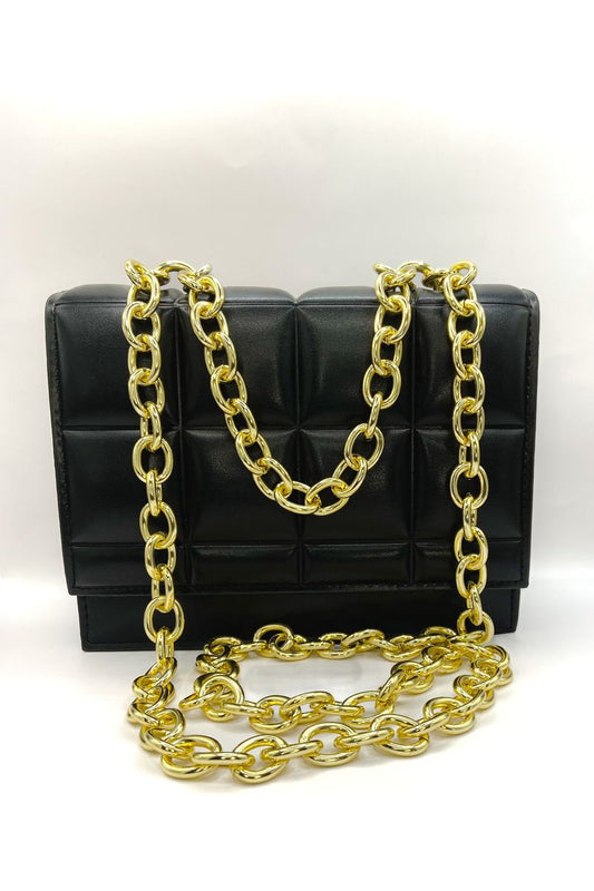 Chain Linked Leather Satchel Bag