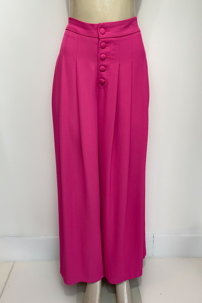 Curvy Wide Leg Button Pants