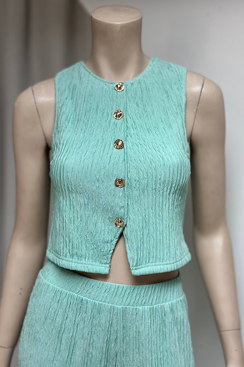 Crinkle Flowy Pant Vest Set