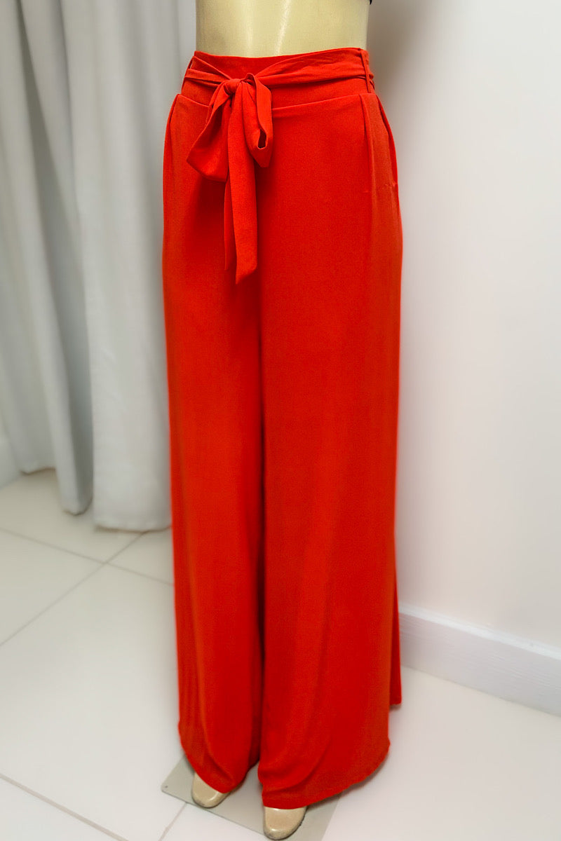 Curvy Wide Leg Tie Pants