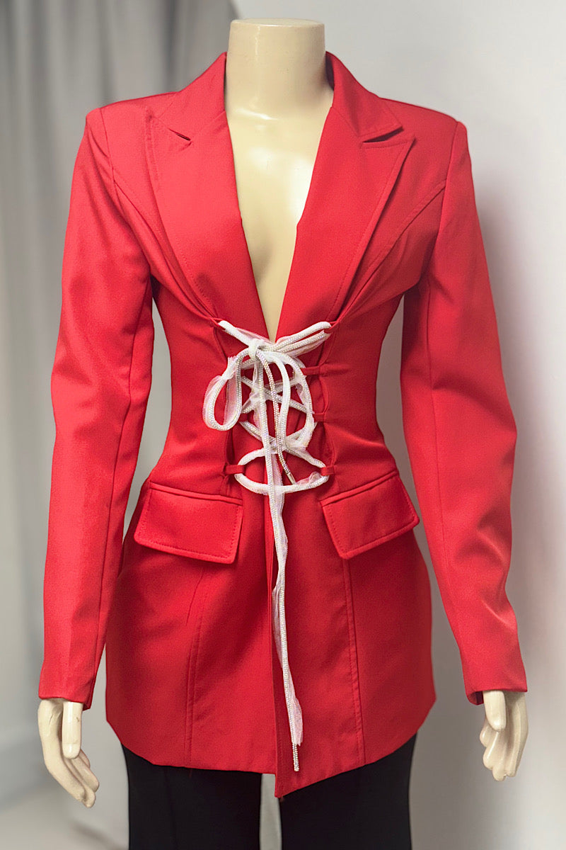 Red Shoe Lace Blazer