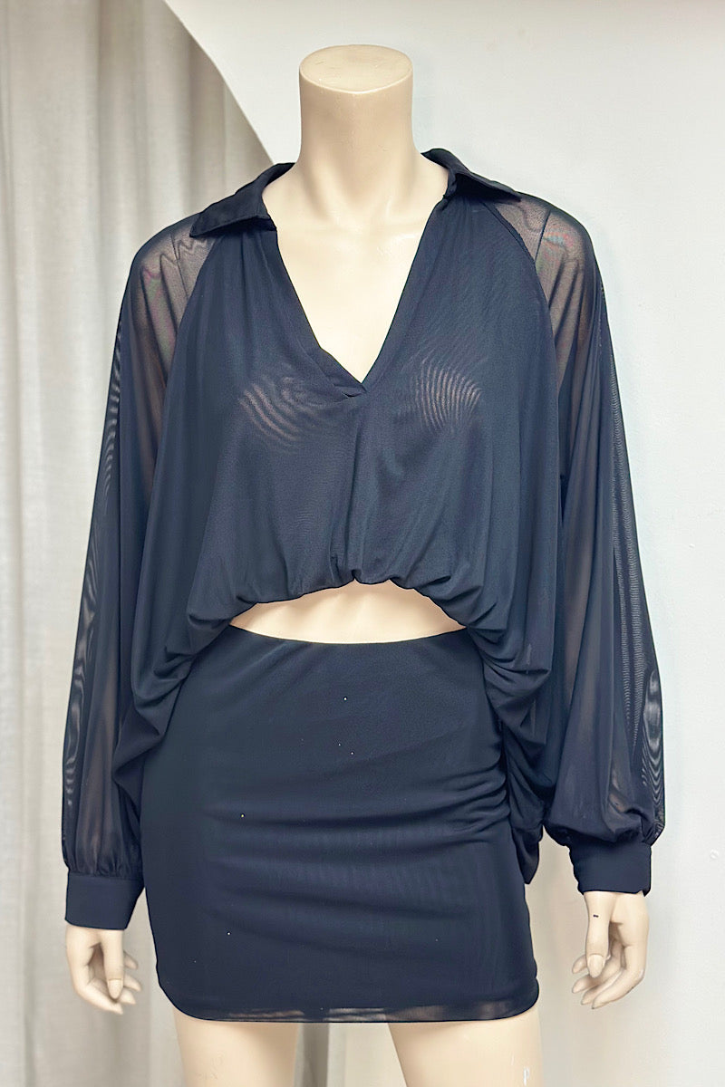 High-Low Crop Top Mini Skirt Set