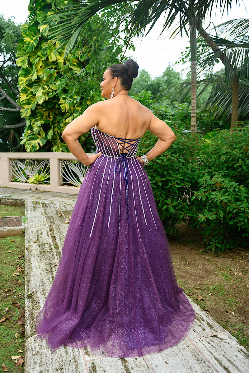 Embellished Shimmer Corset Ball Gown