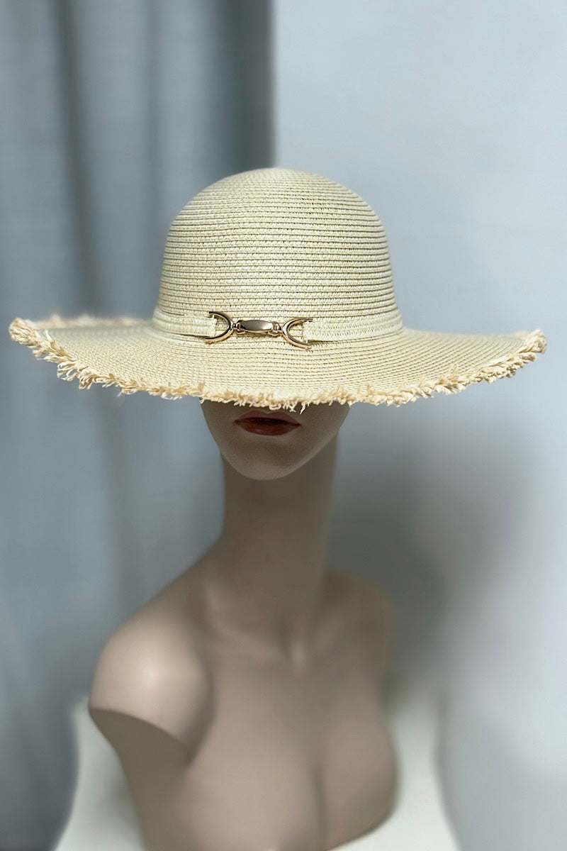 Fringe Gold Detail Straw Hat