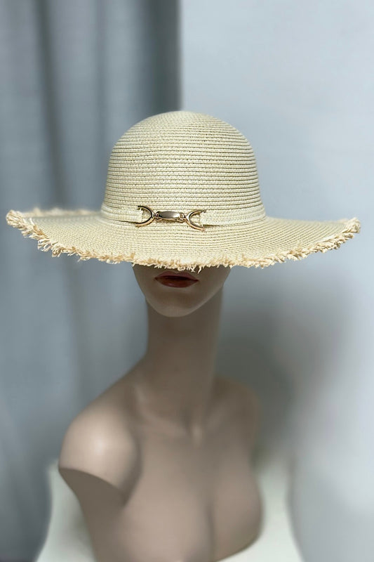 Fringe Gold Detail Straw Hat
