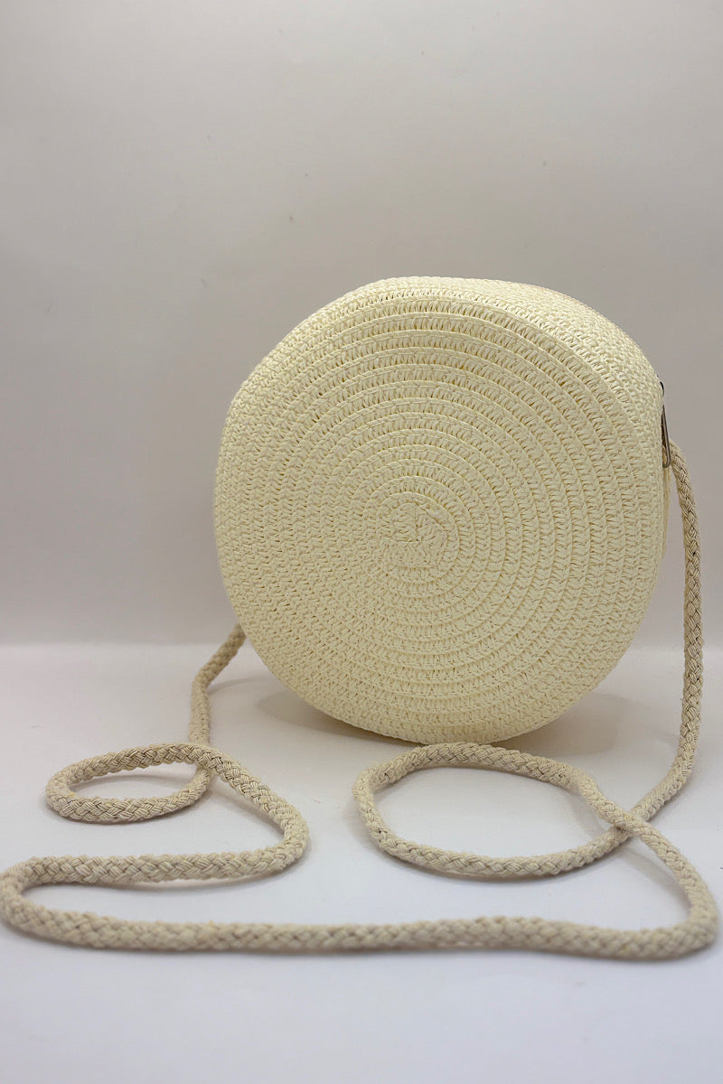 Cross-Body Round Straw Bag