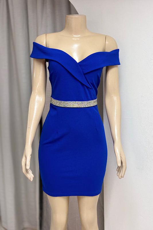 Blue VCut Short Dress