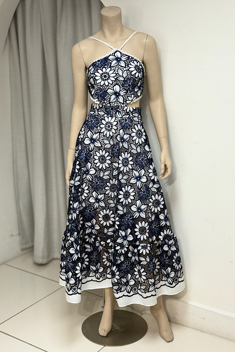 Halter Cut-Out Midi Dress