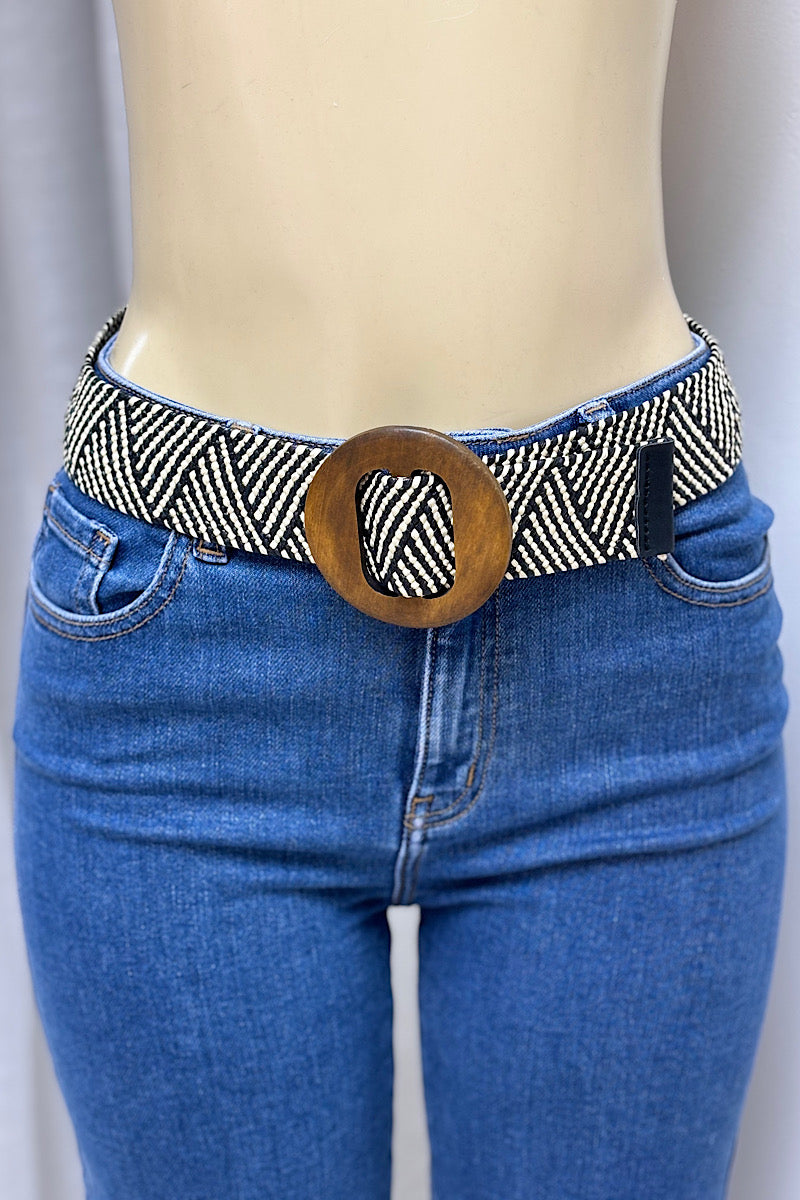 Round Buckle Straw Belt