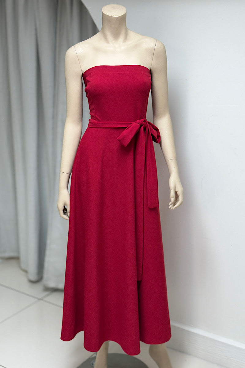 Tube Flare Tie-Waist Dress Flaunt It Tube Flare Tie-Waist Dress Flaunt It