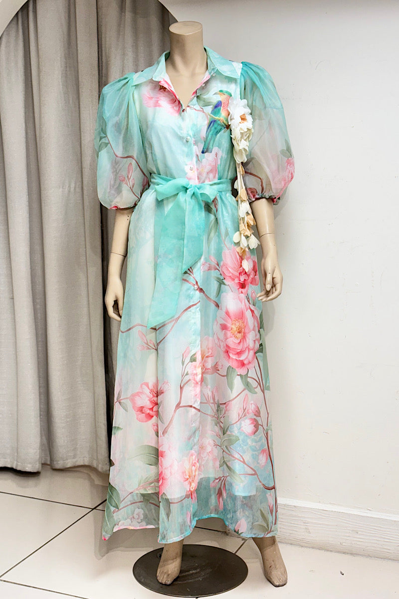 Floral Puff Sleeve Maxi Dress