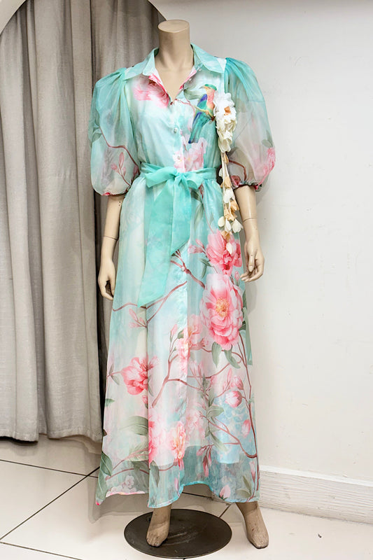 Floral Puff Sleeve Maxi Dress