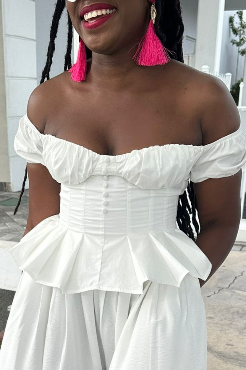 Off-Shoulder Flare Crop-Top