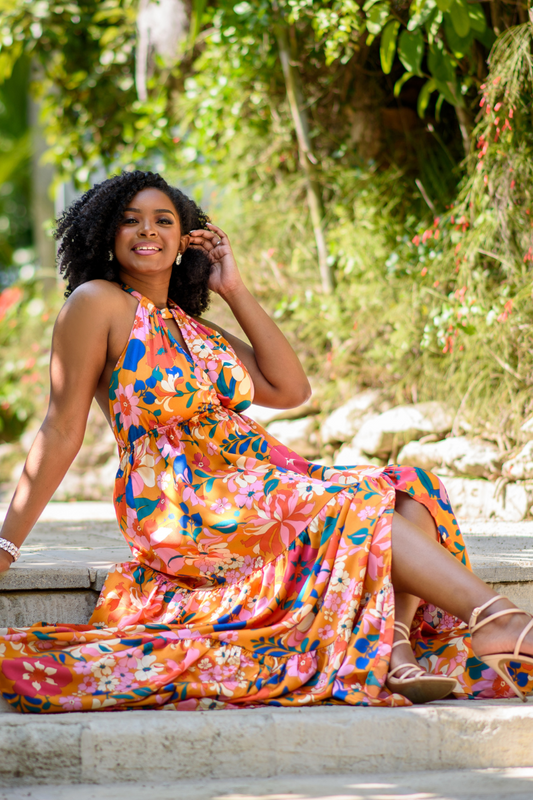 Halter Floral Maxi Dress