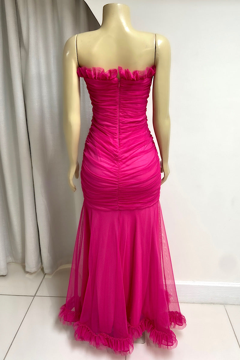 Fitted Ruched Swing Bottom Formal