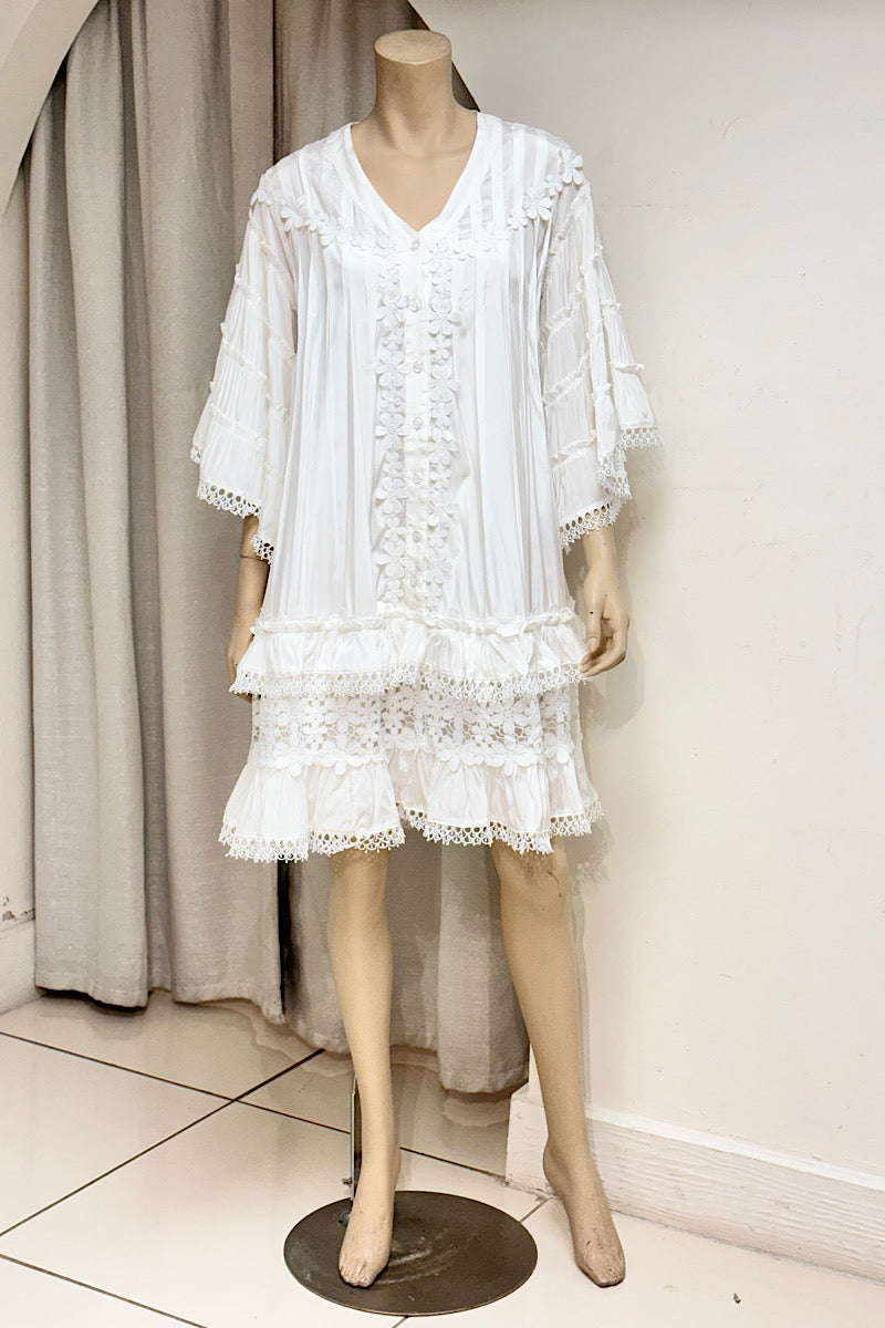 Floral Lace V-Neck Midi Dress