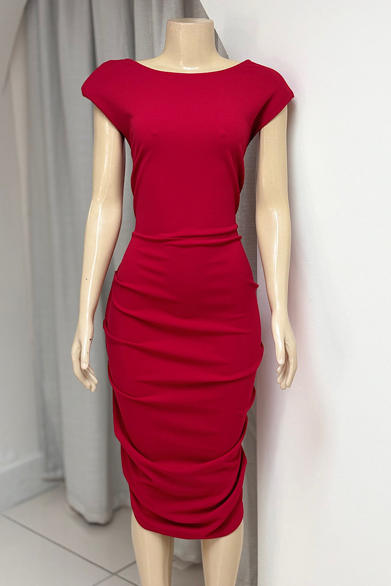 Ruched Plain Curvy Dress