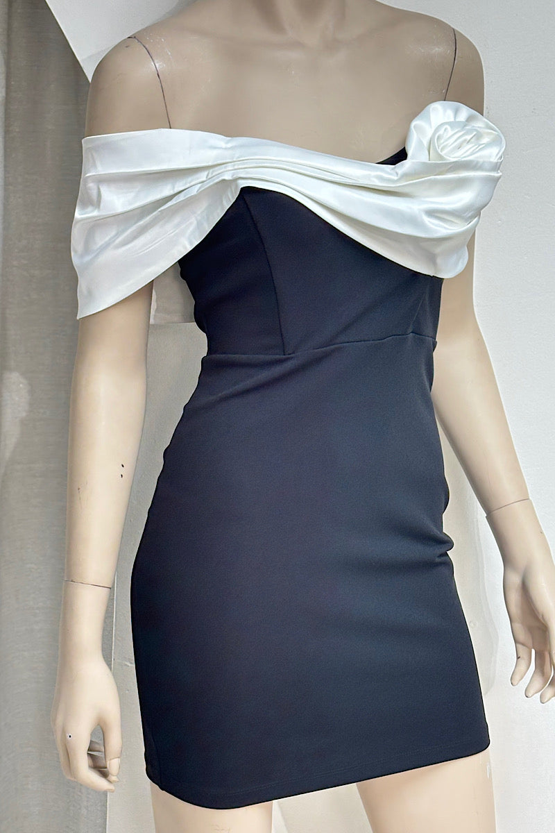 Rosette One-Shoulder Mini Dress