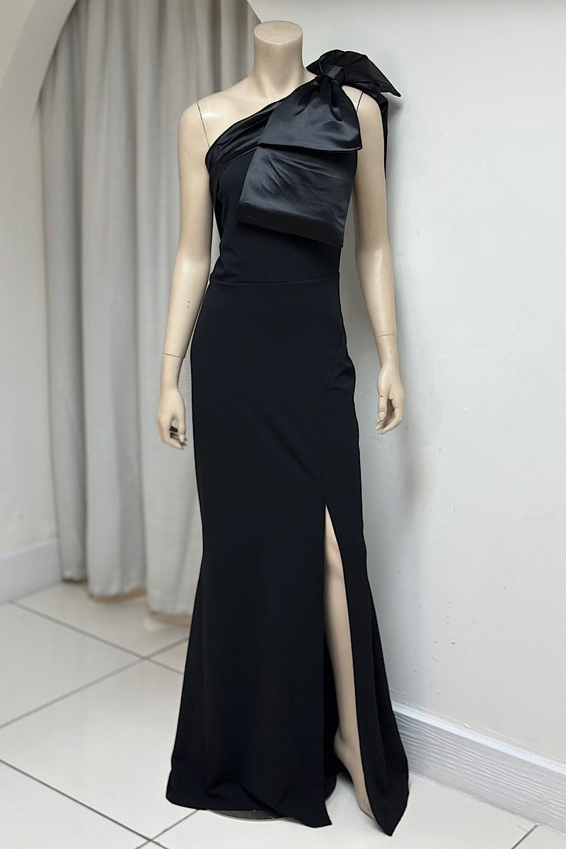 Bow One-Shoulder Fitted Formal