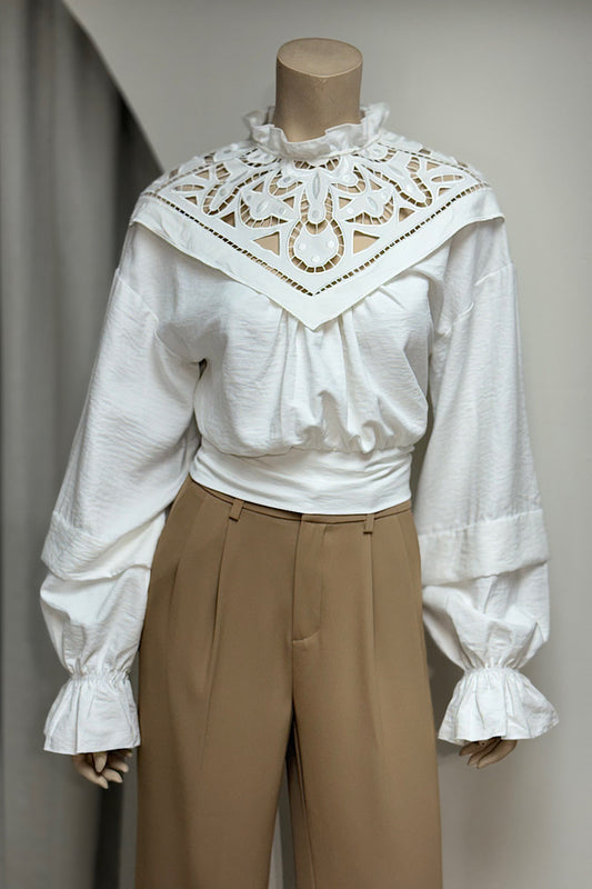 Lace Detail Long Sleeve Top