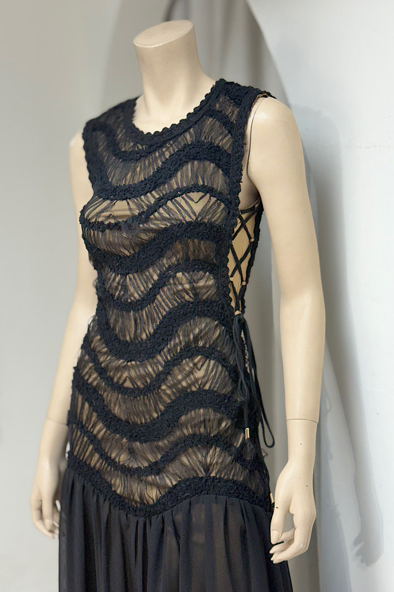 Side Corset Mesh Mermaid Maxi