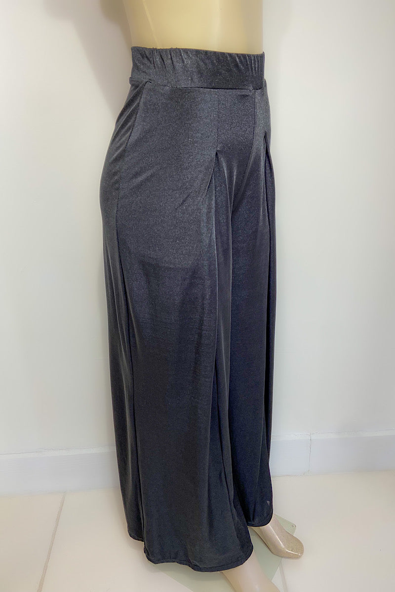 Shiny Wide Leg Flowy Pants