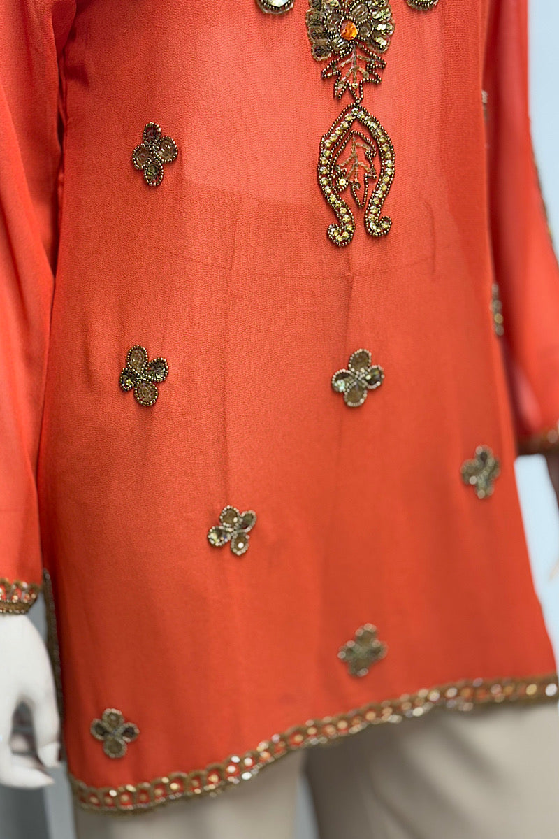 Beaded Flower Design Tunic
