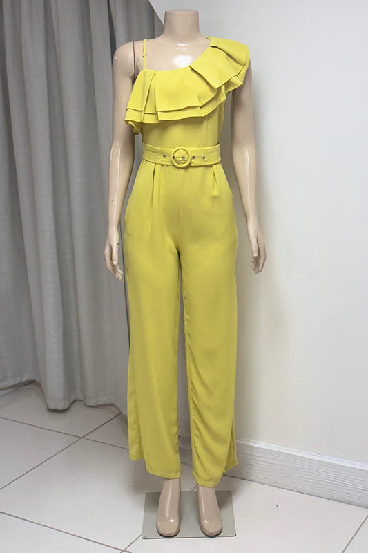 Yellow Belted Jumpsuit