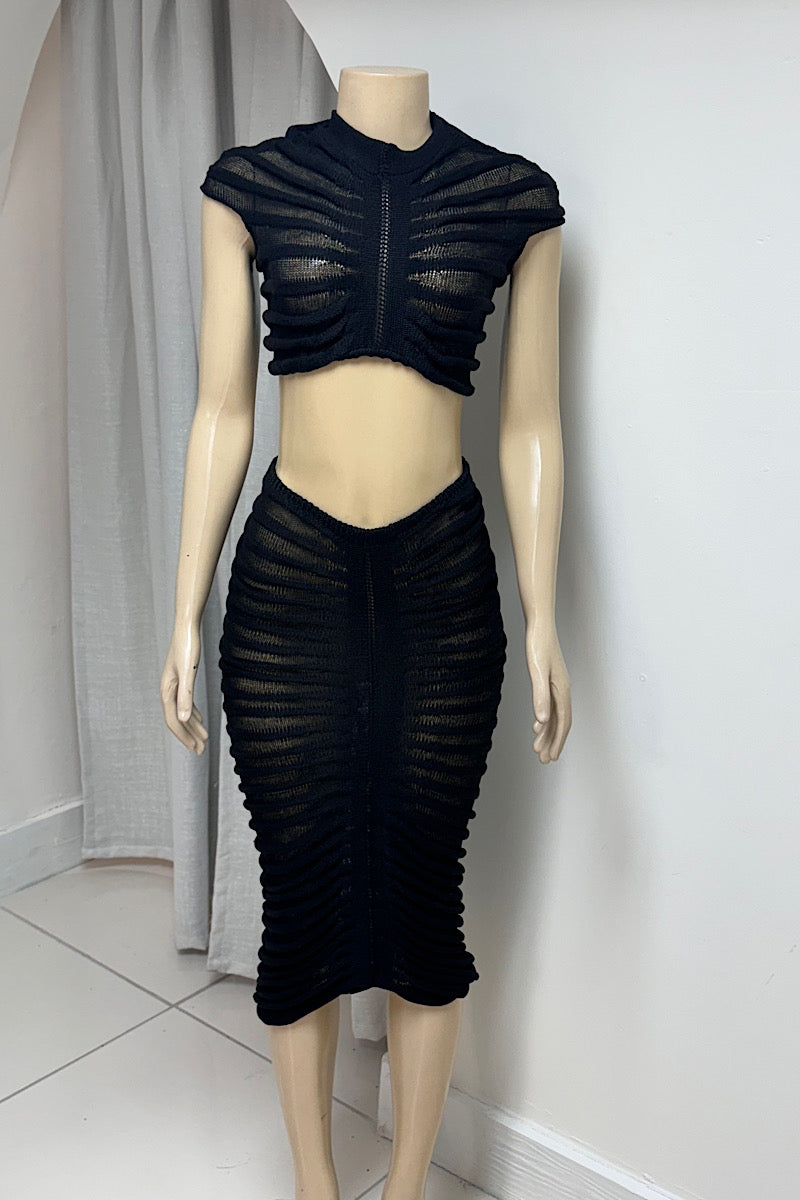 Black Knit Two Piece Set