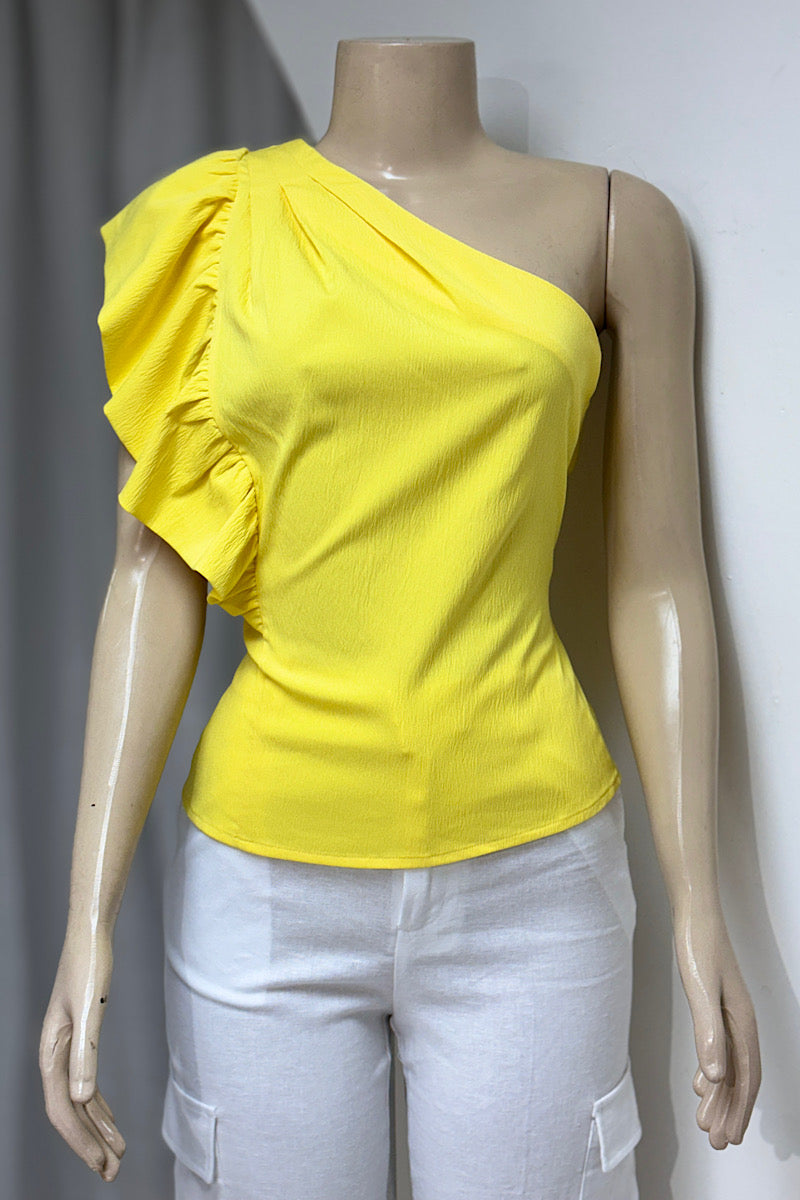 One Shoulder Ruffle Top