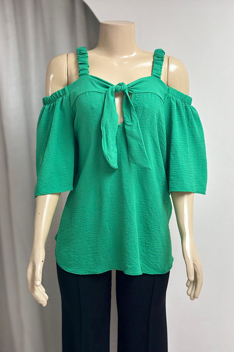 Curvy Cold-Shoulder Flowy Top