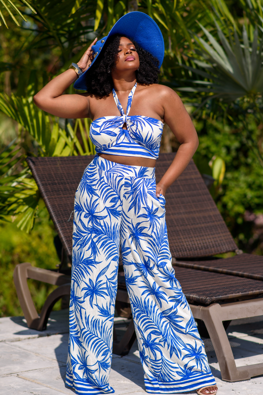 Linen Tube Top Wide Legged Pant Set