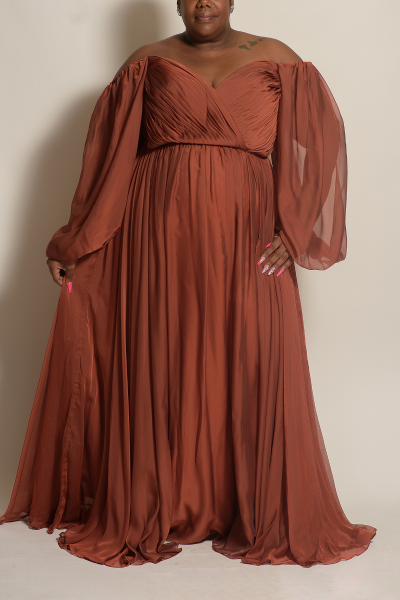 Chiffon Long Sleeve Flowy Formal