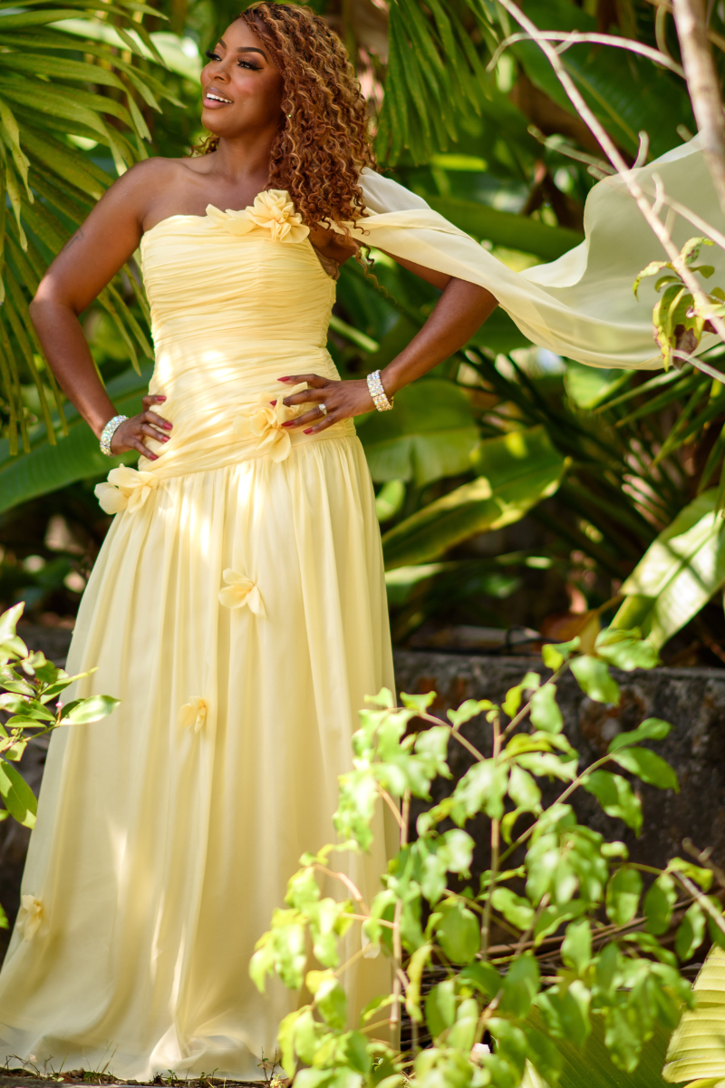 One-Shoulder Cape Sleeve Fitted Formal