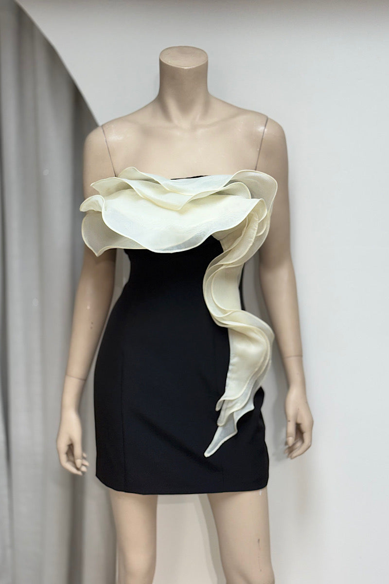 Sleeveless Ruffle Detail Mini Dress
