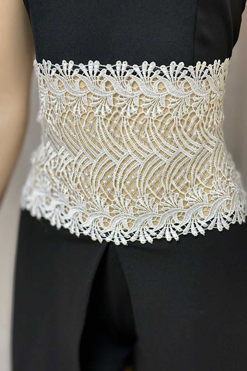 Sleeveless Overlay Lace Torso Jumpsuit