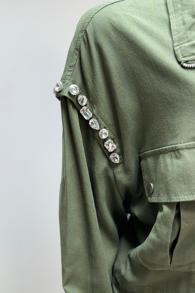 Curvy Embellished Cargo Jacket