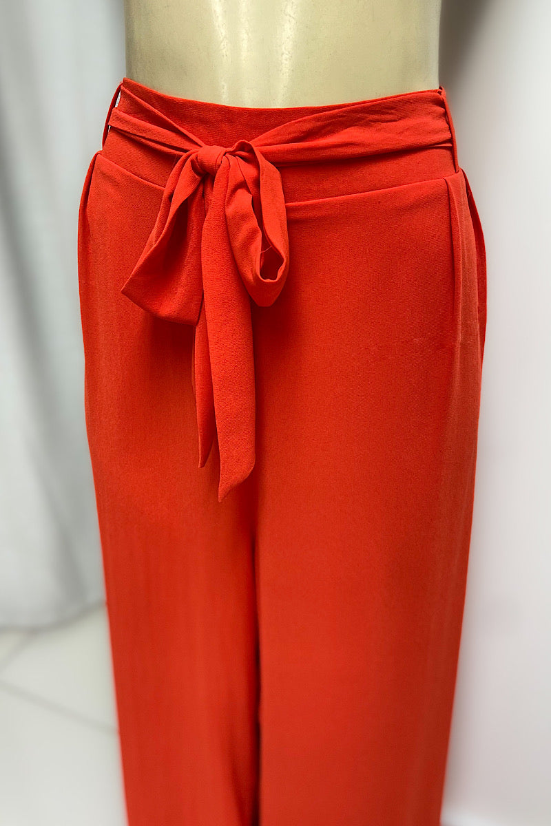 Curvy Wide Leg Tie Pants