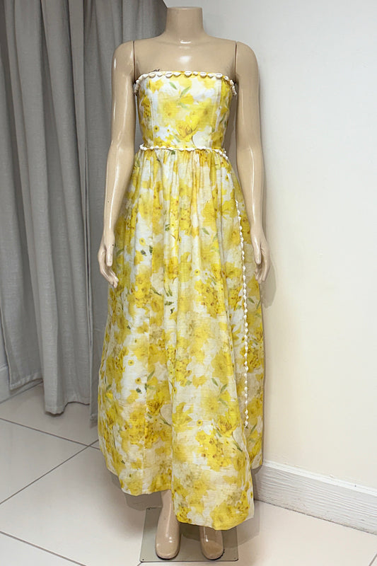 Shell Bodice Long Floral Dress
