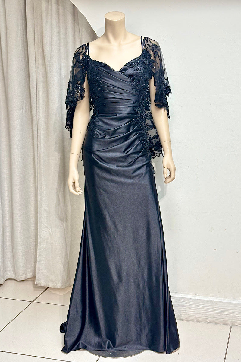 Beaded Embroidered Petal Sleeve Formal