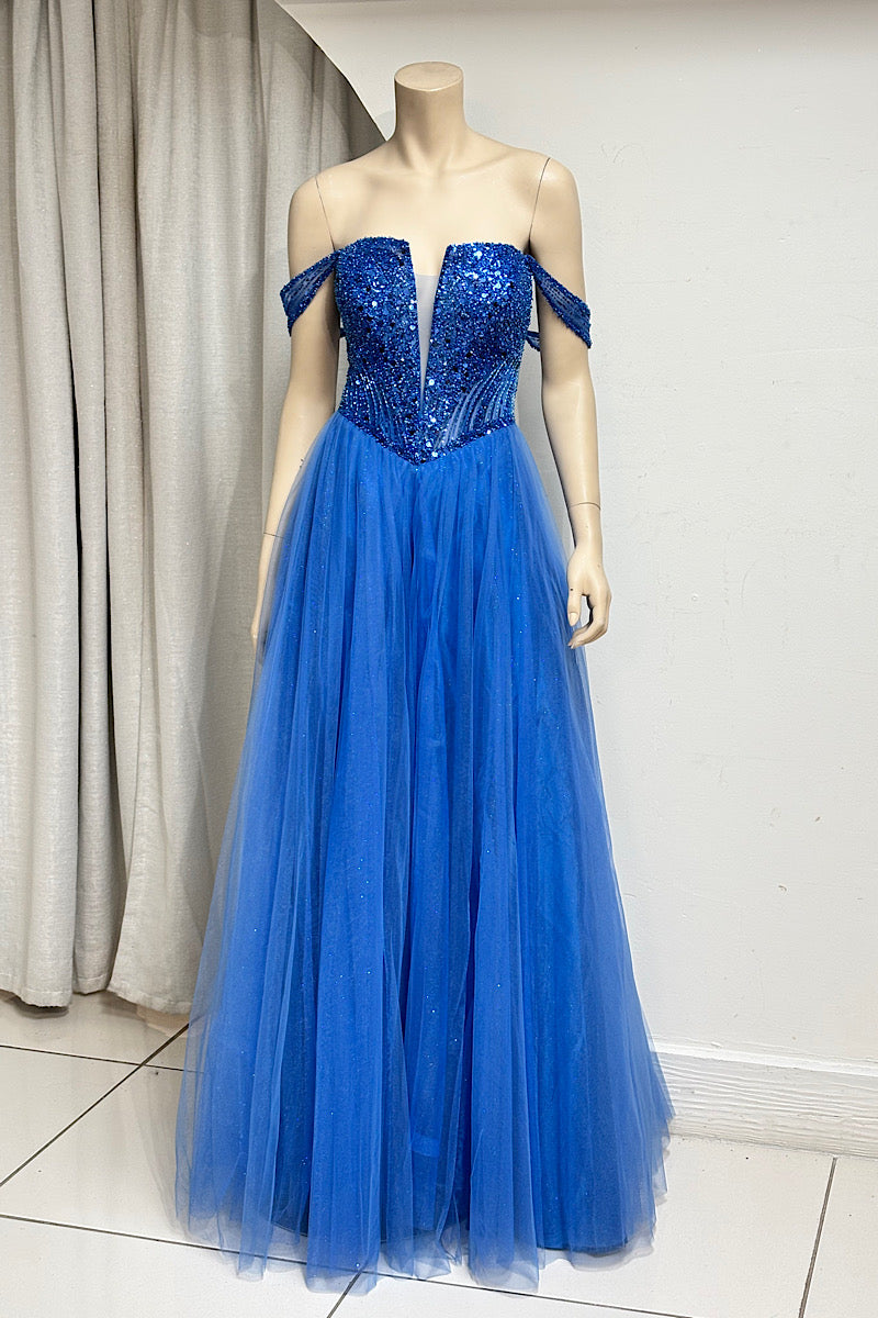 V-Waist Beaded Flare Formal