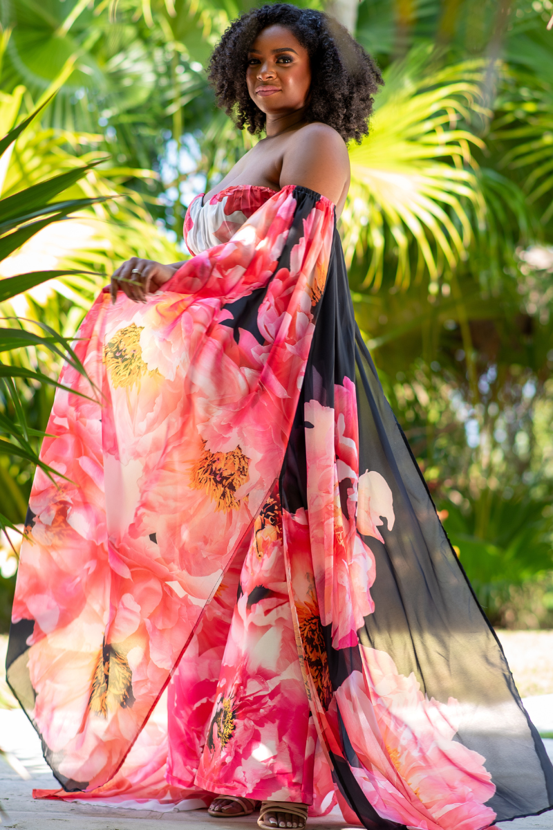 Off-Shoulder Cape Pant Set