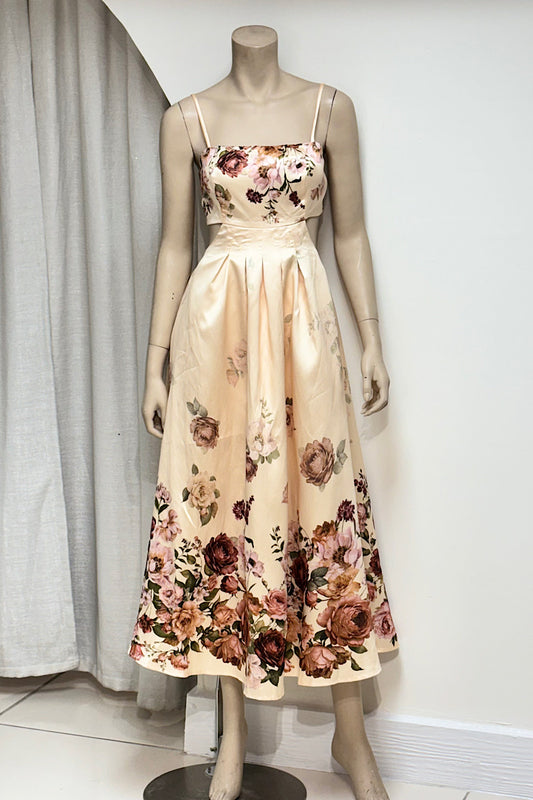 Floral Cut-Out Flowy Midi Dress