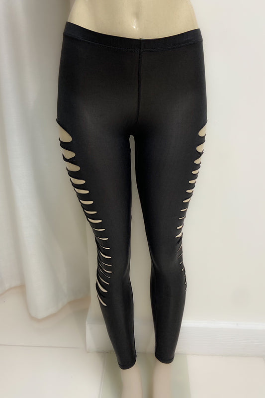 Ripped Faux Leather Leggings