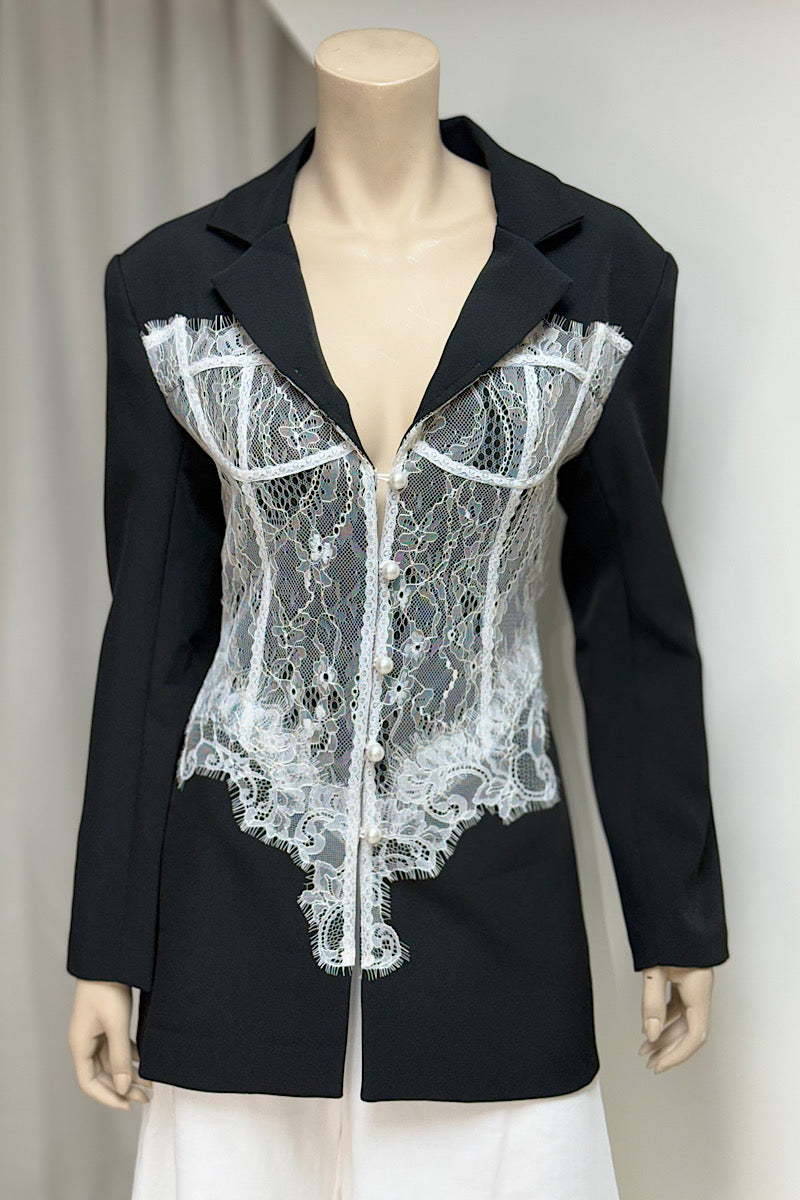 Lace Bustier Design Tailored Blazer